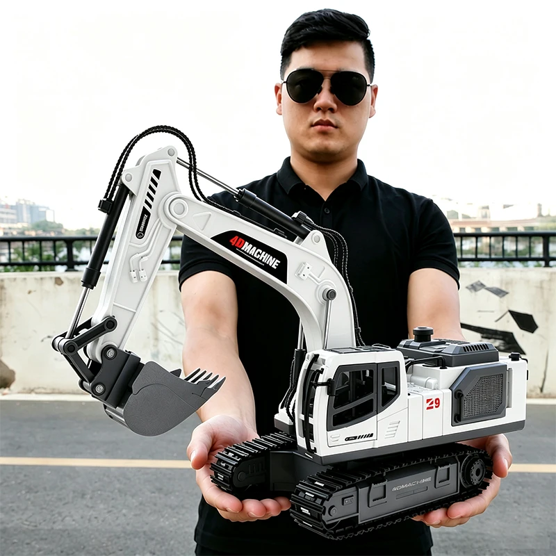 RC Bagger 14-Kanal 3-in-1 RC Baufahrzeug Ferngesteuerter Raupenbagger aus Legierung RC Modellauto Spielzeug