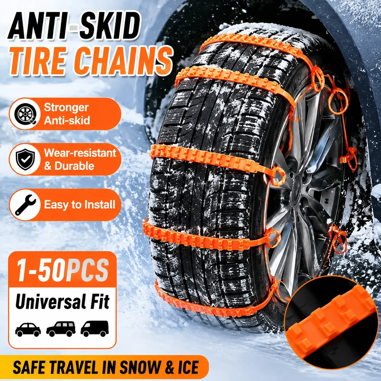 Anti-Rutsch-Kette Auto Winter Anti-Rutsch-Kette schadet dem Reifen nicht Offroad-Auto Van Elektroauto Schnee