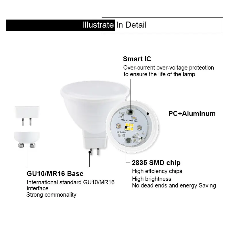 GU10 E27 E14 MR16 GU5.3 Lampada Led-lampe 3 W 6 W 9 W 12 W (10 Stück) – Bild 4