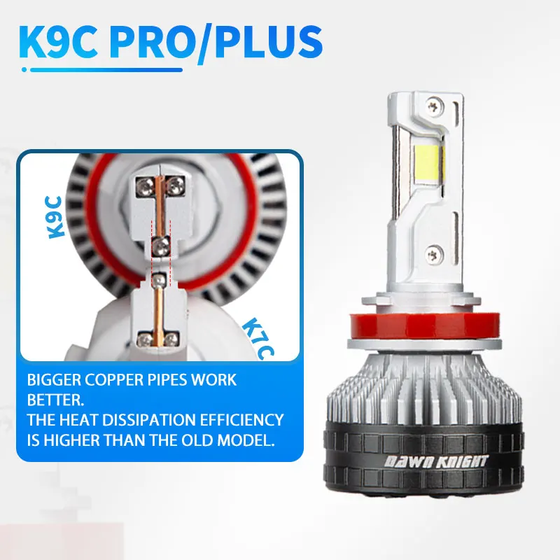 DAWNKNIGHT K9C Pro H7 H4 H11 Led Lampe Größere Kupfer Rohr – Bild 5