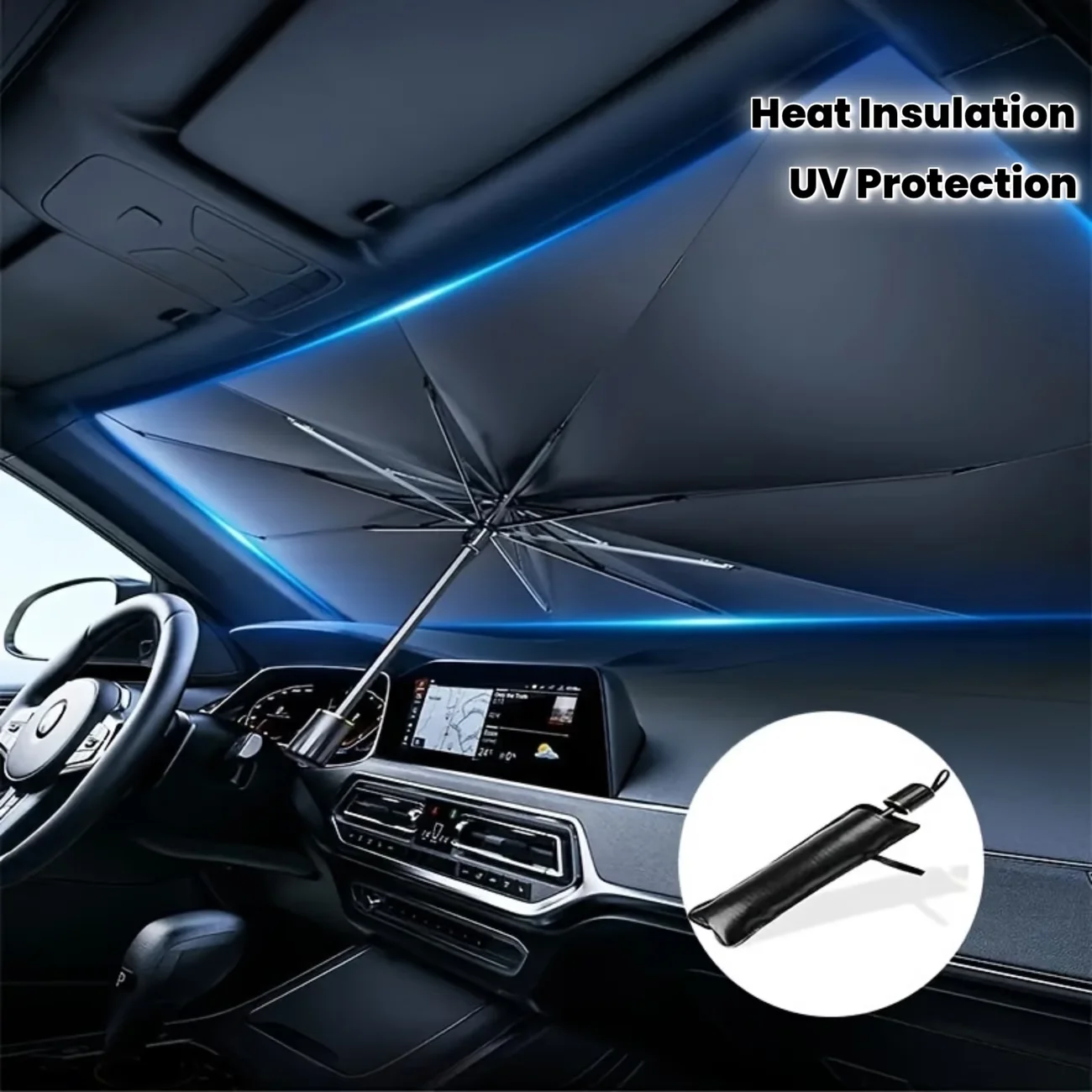 Auto-Windschutzscheiben-Sonnenschutz - Frontscheiben-Wärmeisolierung & UV-Schutz, Aufrollbares Design