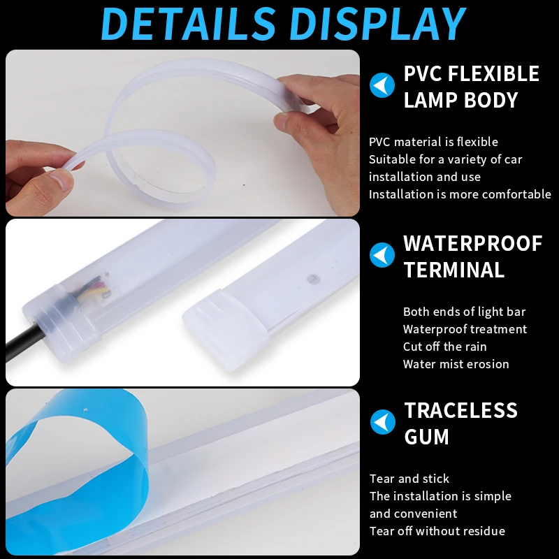 LED DRL Auto Tagfahrlicht Flexible Wasserdichte Streifen (2 Stück) – Bild 2