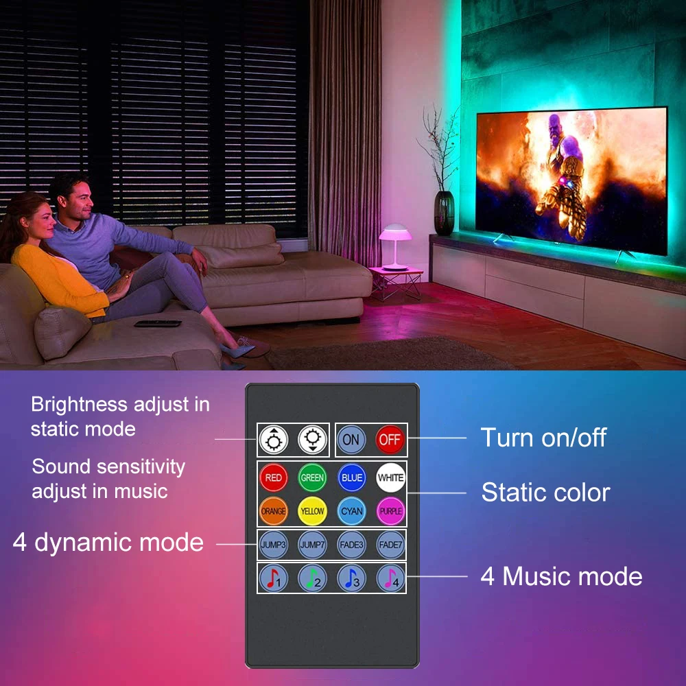 TV-Hintergrundbeleuchtung, Musik-Synchronisierung, USB-betriebenes – Bild 3