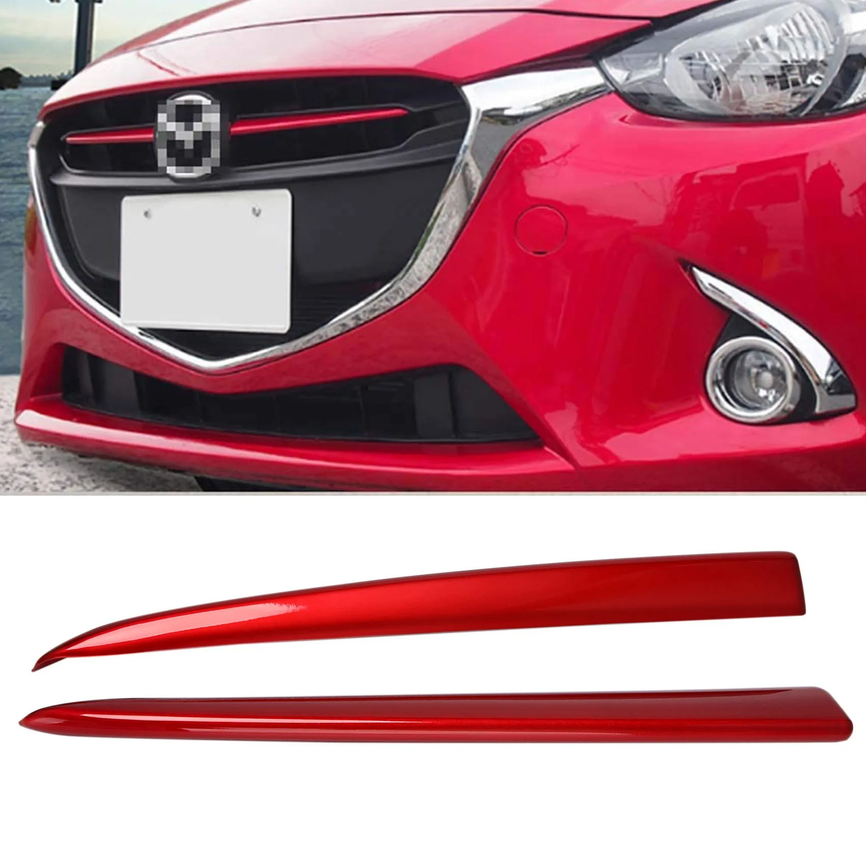 Auto-Frontgrill-Grill-Abdeckungs-Zierleiste für Mazda 2 Demio 2015-2017, DJ DL, Mazda 2 Schrägheck, Limousine