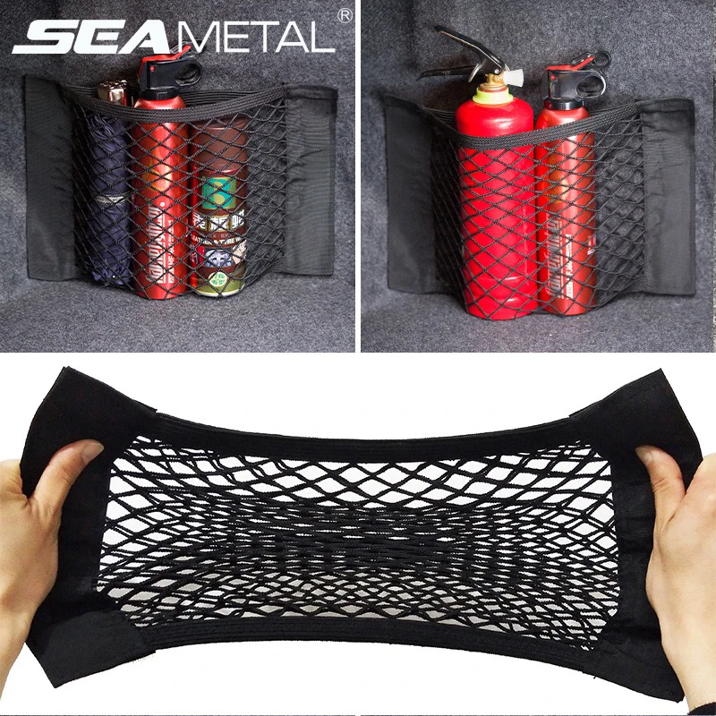 Auto Stamm Mesh Organizer Auto Schwanz Lagerung Net Sitz Zurück Tasche Universal Stamm Tasche Auto Magic Tape