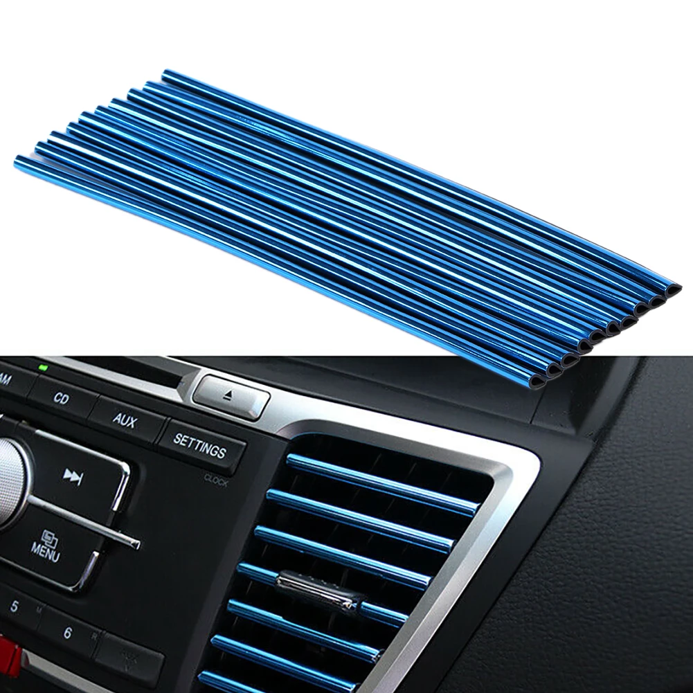 Bunte Auto-Zubehörteile DIY Auto-Innenraum Klimaanlage Auslassgitter Chrom-Dekorationsstreifen (10 Stück)