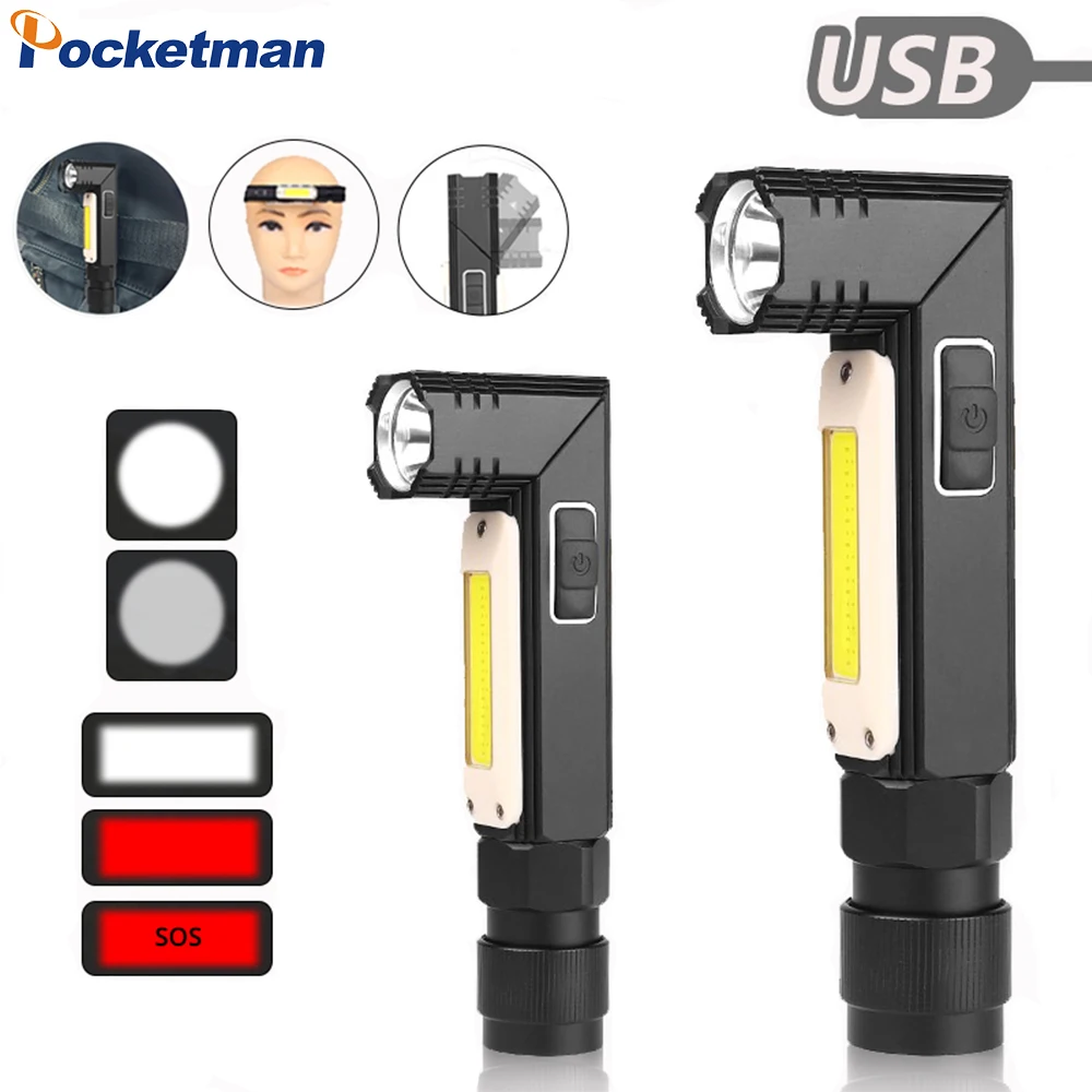Magnetische LED-Taschenlampe, ultrahelles, wasserdichtes COB-Licht, wiederaufladbare USB-Taschenlampe