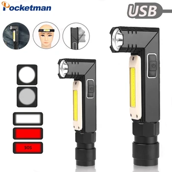 Magnetische LED-Taschenlampe, ultrahelles, wasserdichtes COB-Licht, wiederaufladbare USB-Taschenlampe