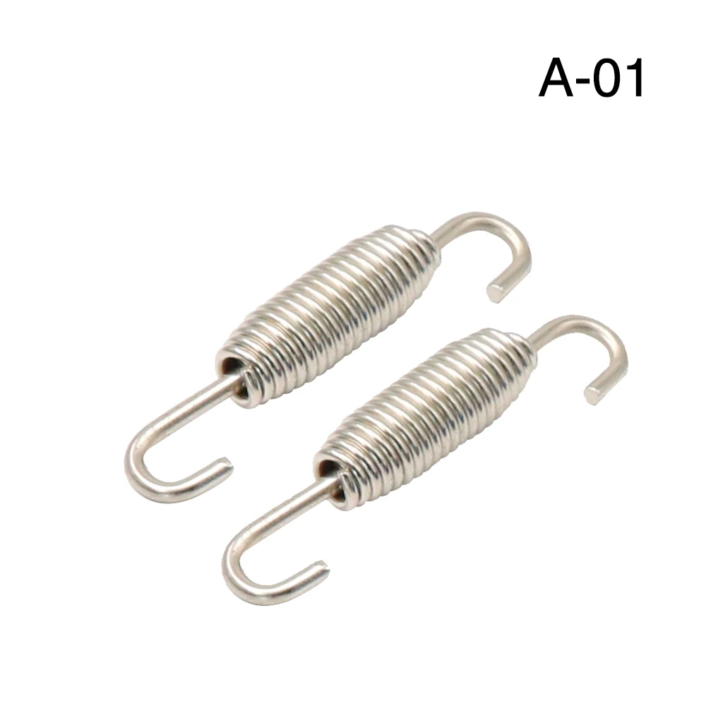 Alconstar 60 mm/70 mm/75 mm Motorrad-Auspuffrohr-Schalldämpfer, Montage-Federhaken, Edelstahl, 2 Stück