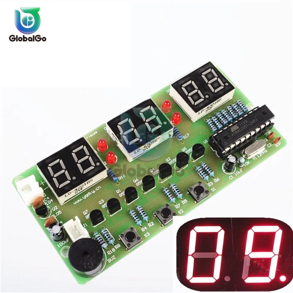 C51 Elektronische Uhr, 6-Bit-Elektronikuhr, elektronische Produktionssuite für Schule, Bildung, Labor, DIY-Kit