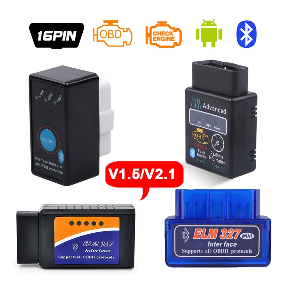 Elm327 Bluetooth OBD2 V 1,5 Ulme 327 V 1,5 OBD 2 Auto Diagnose-Tool Scanner Mini Ulme-327 OBDII Adapter Auto