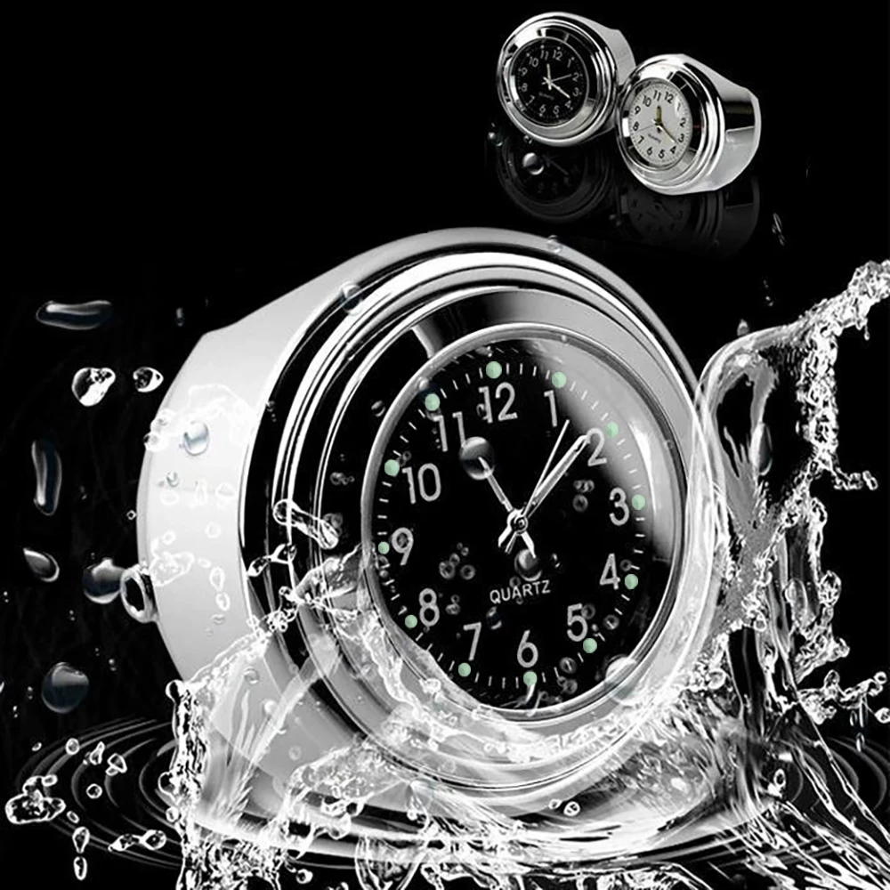 Motorrad Fahrrad Lenker Halterung Uhr Wasserdicht Chrom Moto Zubehör – Bild 4