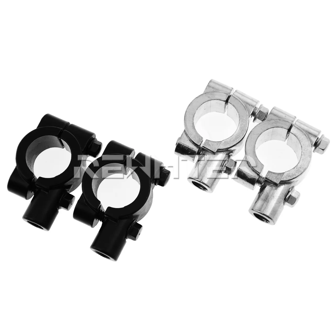 Schwarz Silber Motorrad Lenker Spiegel Halterung Clamp (2 Stück) – Bild 3