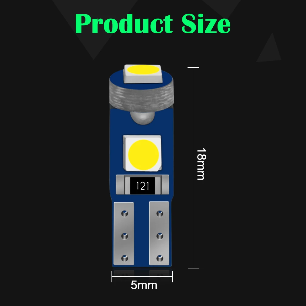 T5 Led-lampe W3W W1,2 W Led Canbus Auto Innen Lichter (10 Stück) – Bild 6