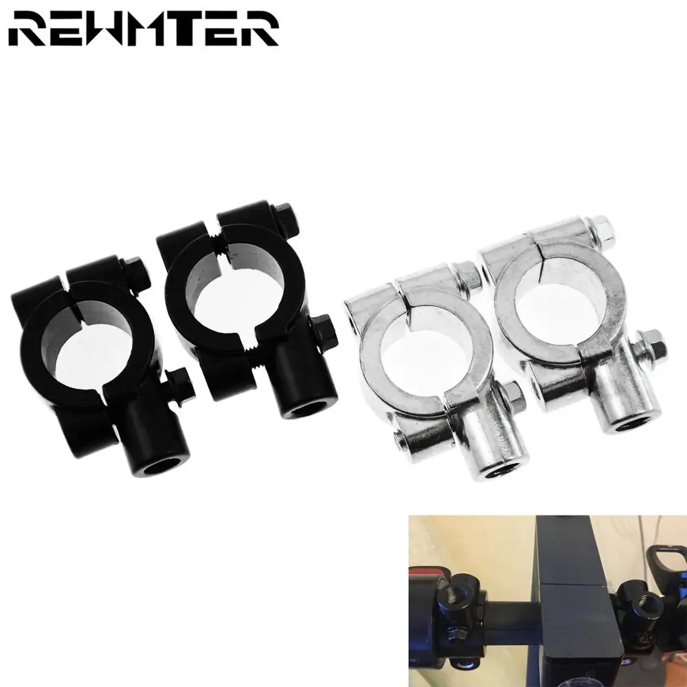 Schwarz Silber Motorrad Lenker Spiegel Halterung Clamp Rückspiegel Halter Halterung 22mm 10mm 8mm (2 Stück)