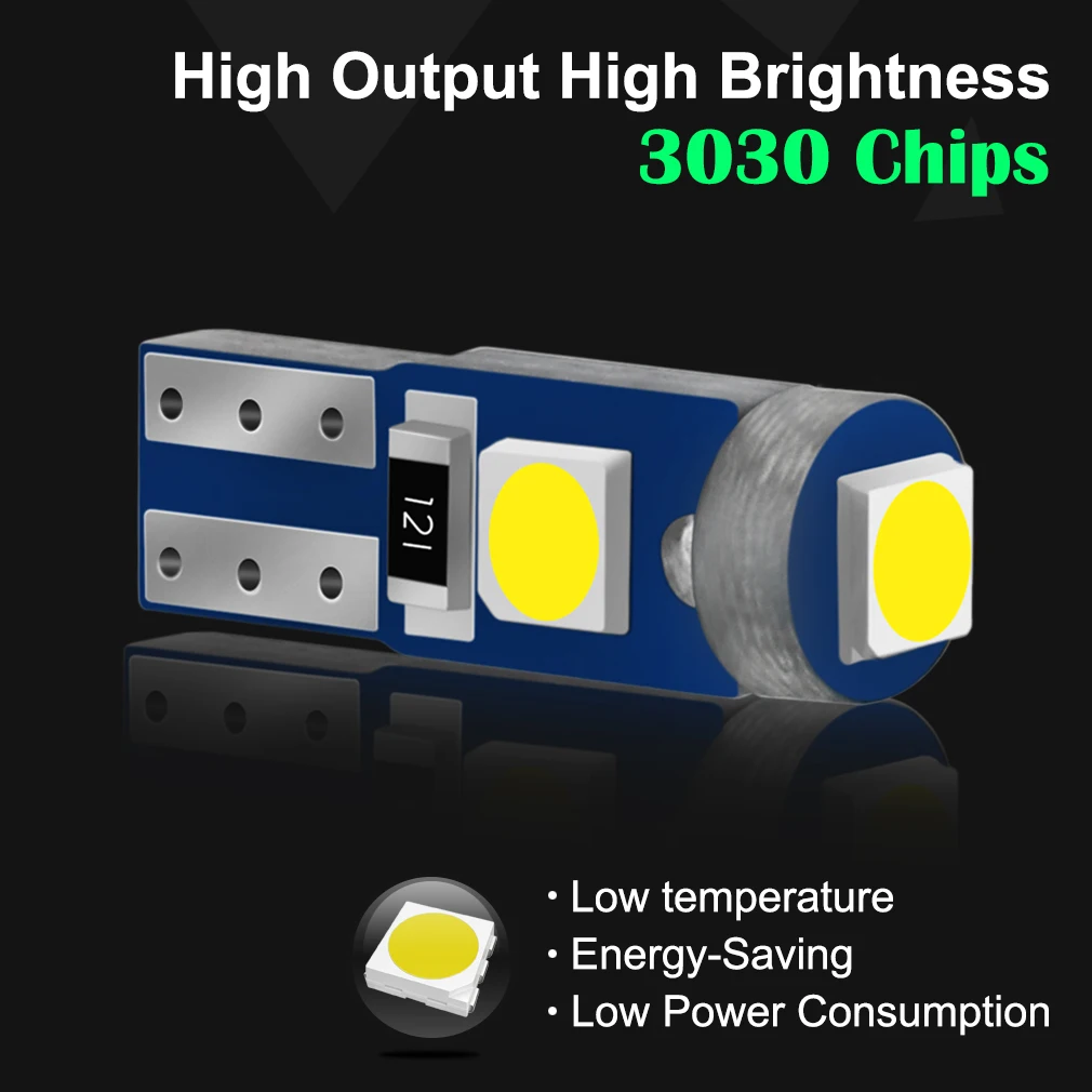 T5 Led-lampe W3W W1,2 W Led Canbus Auto Innen Lichter (10 Stück) – Bild 2
