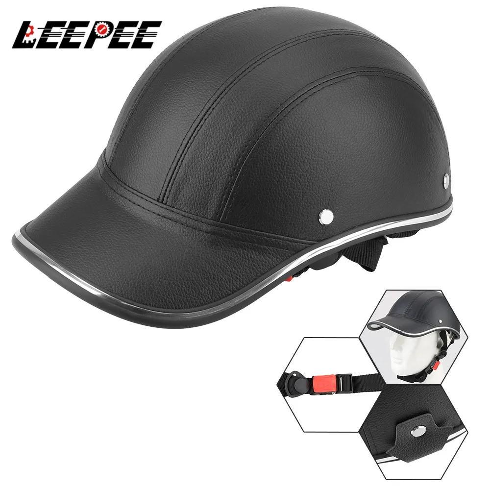 LEEPEE Für Cafe Racer Chopper Roller Sicherheit Schutzhelm Half Face Vintage Sommer Kappe Motorrad Halb Helm