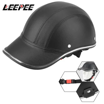 LEEPEE Für Cafe Racer Chopper Roller Sicherheit Schutzhelm Half Face Vintage Sommer Kappe Motorrad Halb Helm