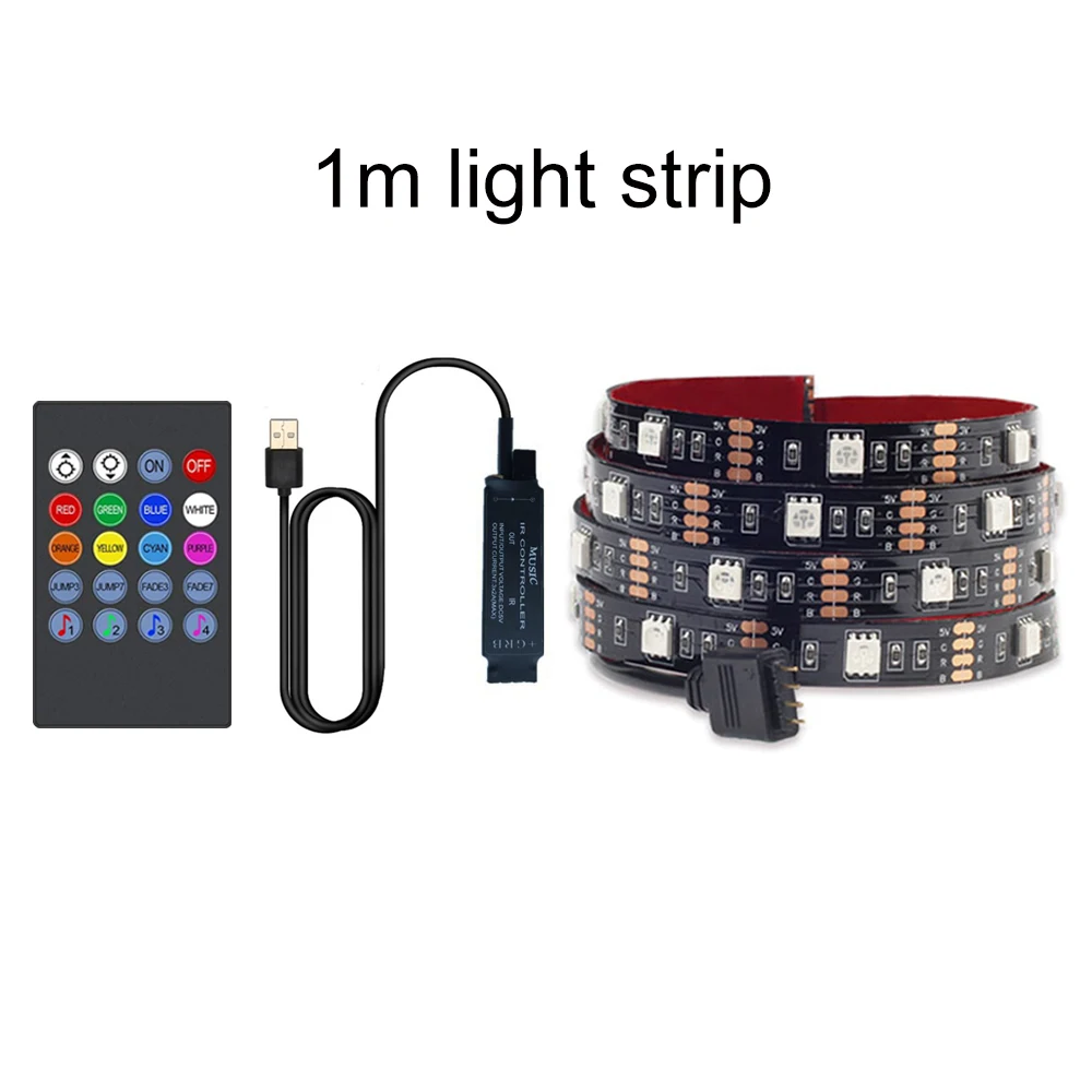 TV-Hintergrundbeleuchtung, Musik-Synchronisierung, USB-betriebenes RGB-LED-Streifenlicht für 15