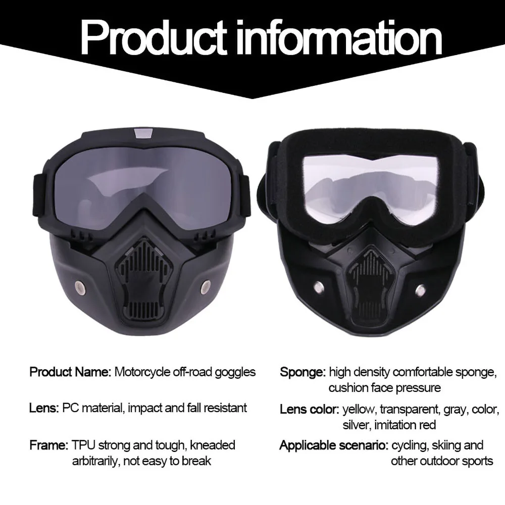 Schutz Motorrad Gesichtsmaske Abnehmbare Vollgesichts Taktische – Bild 6