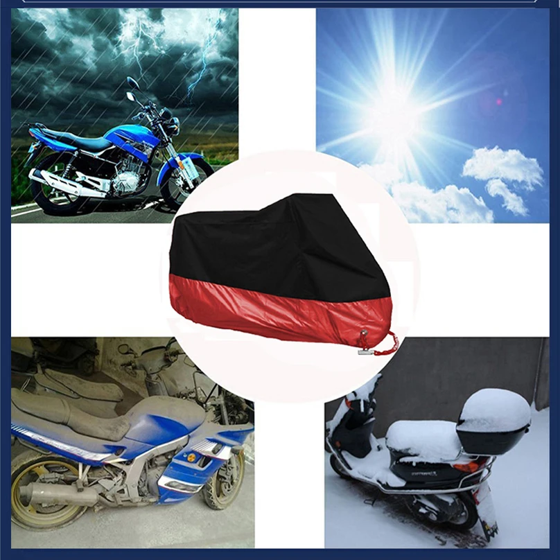190T Schwarz Blau Design Wasserdichte Motorradabdeckungen Motoren – Bild 3