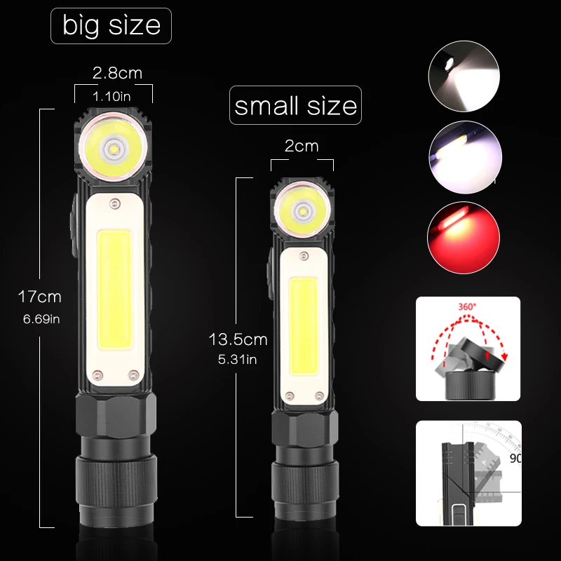 Magnetische LED-Taschenlampe, ultrahelles, wasserdichtes COB-Licht – Bild 4