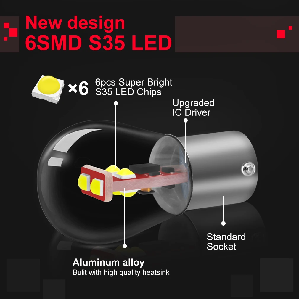 1157 BA15D BAY15D 1156 BA15S P21W P21/5 W Led-lampe S35 (2 Stück) – Bild 2