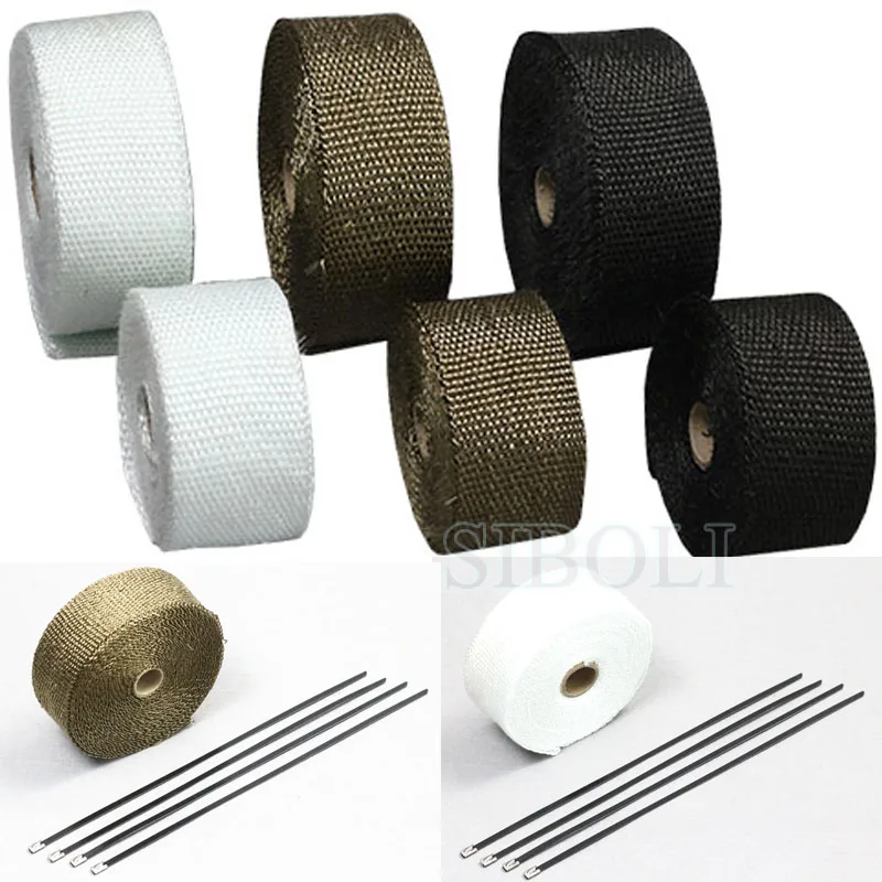 5M 10M Motorräder Abgaskrümmer Header Fallrohr Wärme Wrap Frontrohr Isolierung Tuch Rolle Mit Weiß Schwarz