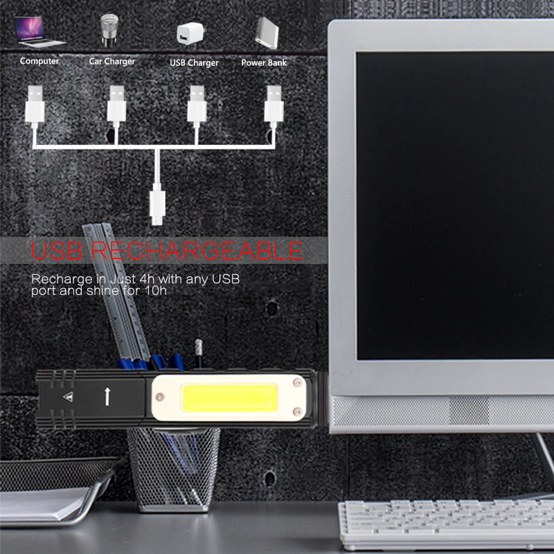 Magnetische LED-Taschenlampe, ultrahelles, wasserdichtes COB-Licht – Bild 3