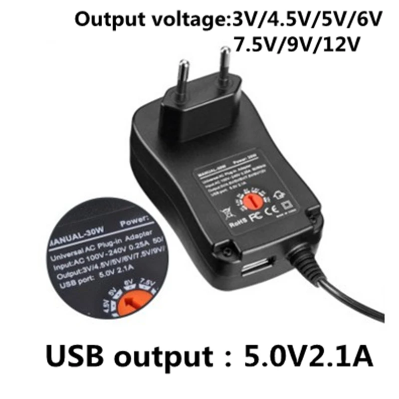 3V 4,5V 5V 6V 7,5V 9V 12V 2A/2,5A AC/DC Adapter US/EU/UK/AU – Bild 4