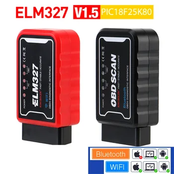 Elm327 wifi bluetooth v5.0 pic18f25k80 chip obdii diagnose tool elm 1,5 icar2 obdscan obd2 code leser scanner