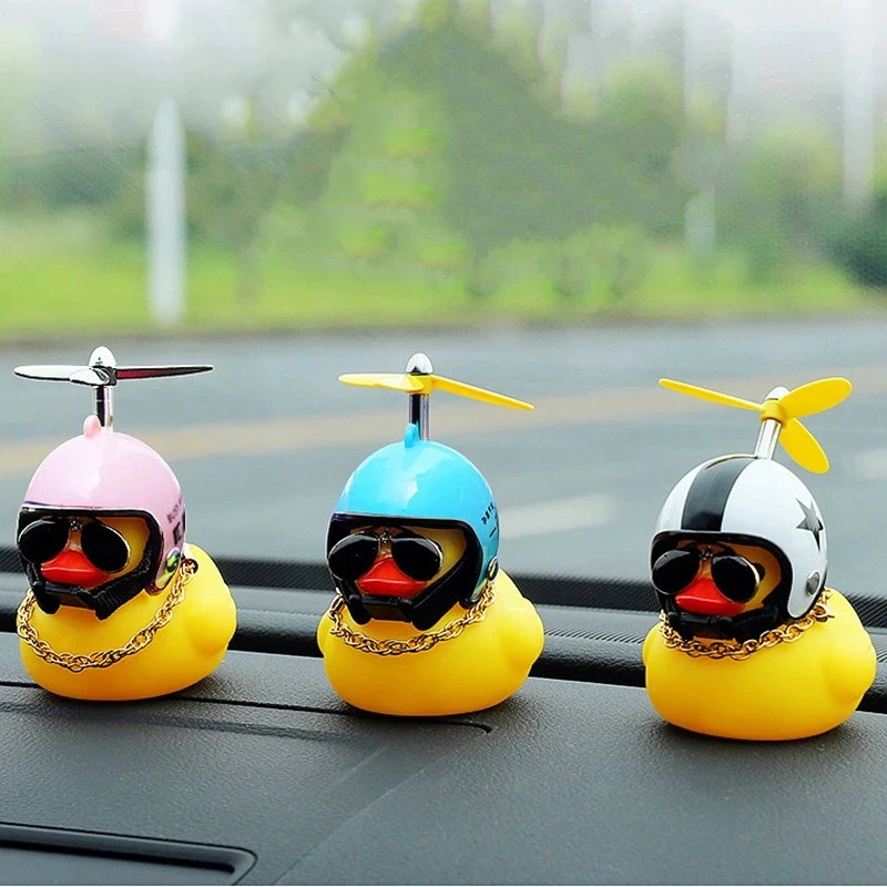 Auto Ente mit Helm gebrochenem Wind Anhänger kleine gelbe Ente Rennrad – Bild 2