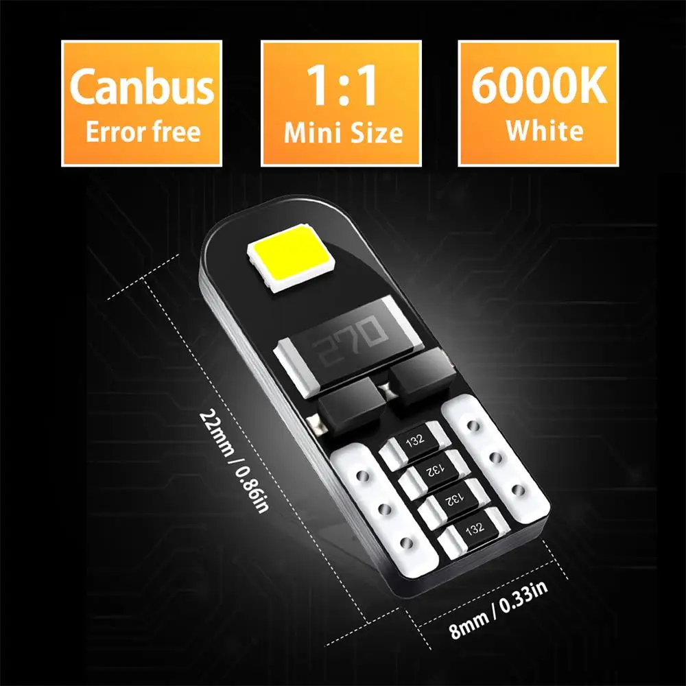AUXITO 10Pcs W5W T10 LED Canbus Keine Fehler Birne Auto Innen Licht – Bild 6