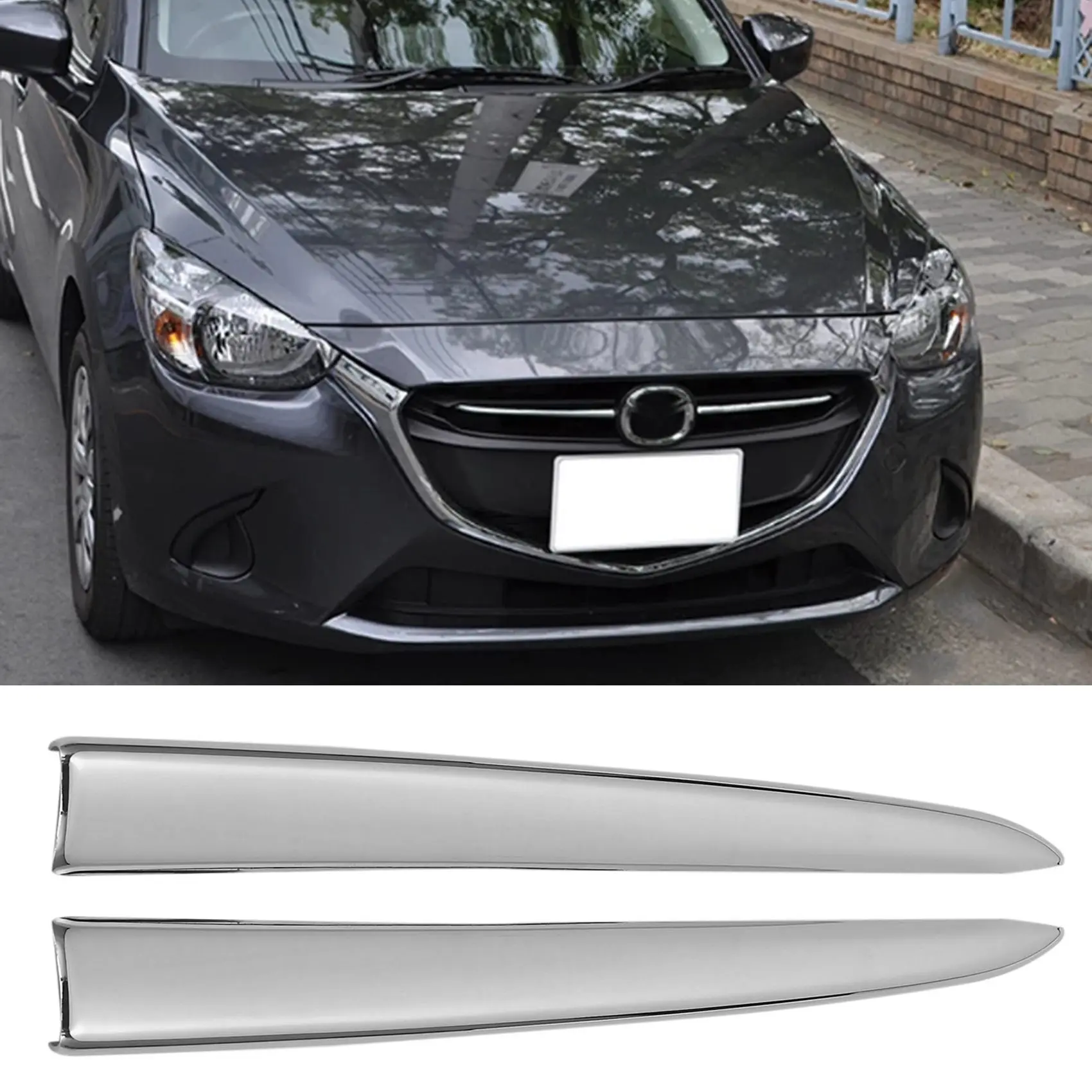 Auto-Frontgrill-Grill-Abdeckungs-Zierleiste für Mazda 2 Demio – Bild 4
