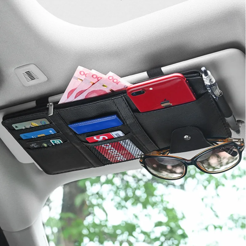 Auto Sonnenblende Bill Stift Visitenkarte Halter CD DVD Organizer Lagerung Box Sonnenbrille Clip Verstauen