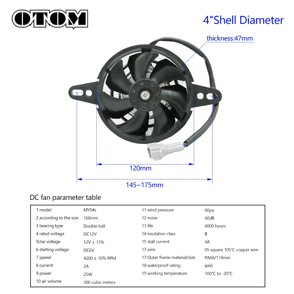 OTOM Motorrad Kühler Fan Wasser Tank Luft Fan Öl Kühler Motor Kühlung – Bild 2