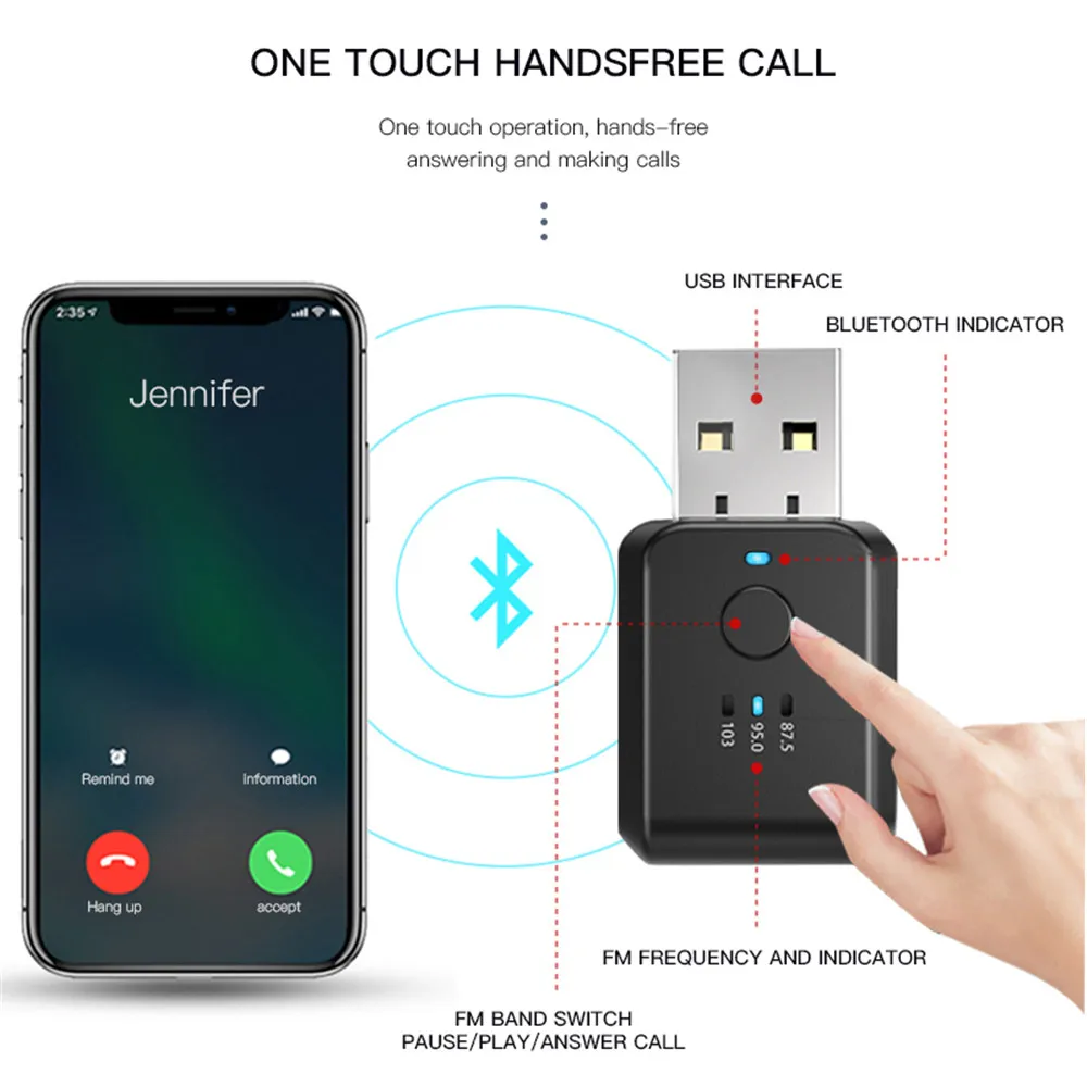 Auto Bluetooth 5,1 FM01 Sender Empfänger Freisprechen Anruf Mini USB – Bild 2