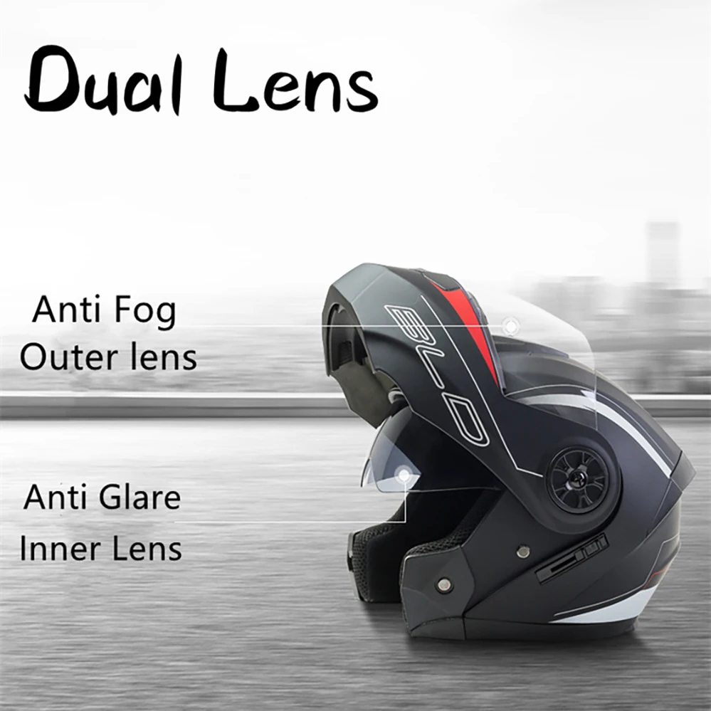 BLD Modular Dual Lens Motorrad Helm Sicherheit Downhill Flip Up Helme – Bild 4