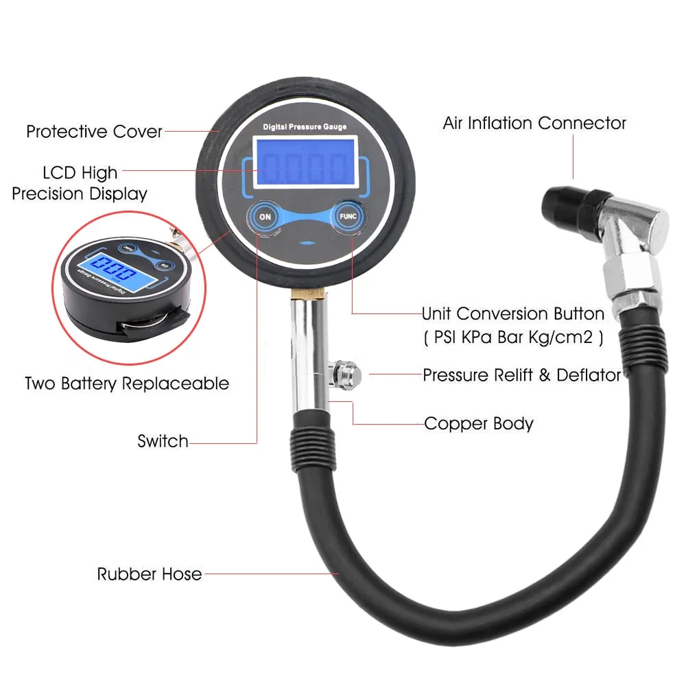 Auto Reifen Manometer LCD Digital Reifen Tester Hohe Präzision Monitor – Bild 2