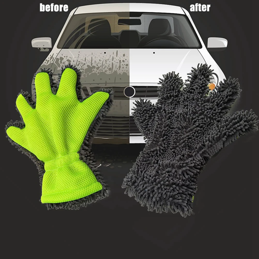 5-Finger weiche Autowaschhandschuhe Reinigungsbürste für Auto und Motorrad Waschen Trocknen Handtücher Auto