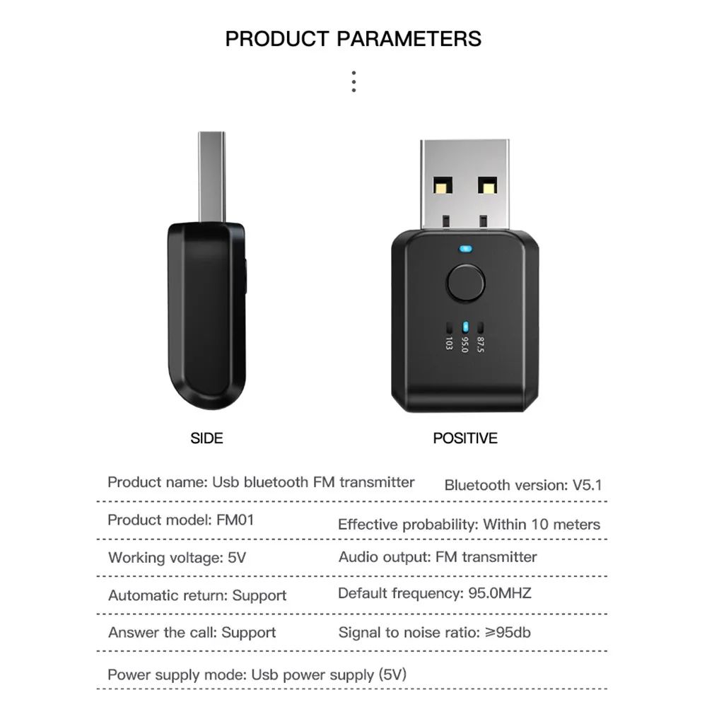 Auto Bluetooth 5,1 FM01 Sender Empfänger Freisprechen Anruf Mini USB – Bild 4