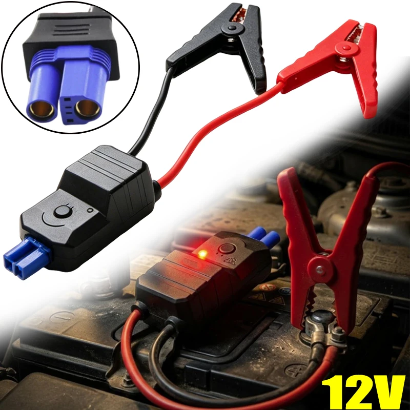Starthilfekabel für PKW und LKW mit Krokodilklemmen, 12V Notfall-Batteriekabel mit EC5-Stecker, Auto-Zubehör