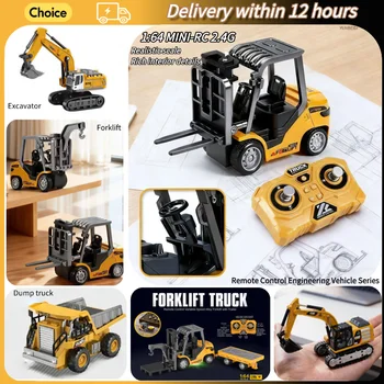 1:64 2,4G RC Mini-Legierungs-Gabelstapler mit Anhänger, Bagger, Desktop-Spiel, ferngesteuerter