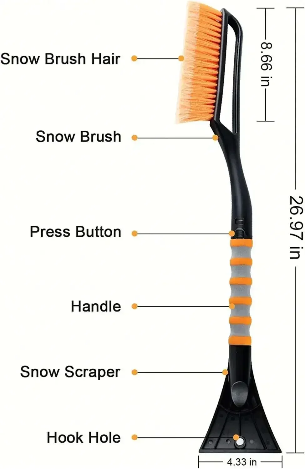 Schneebürste und Eiskratzer 2-in-1 mit abnehmbarem Schaufeldesign – Bild 2