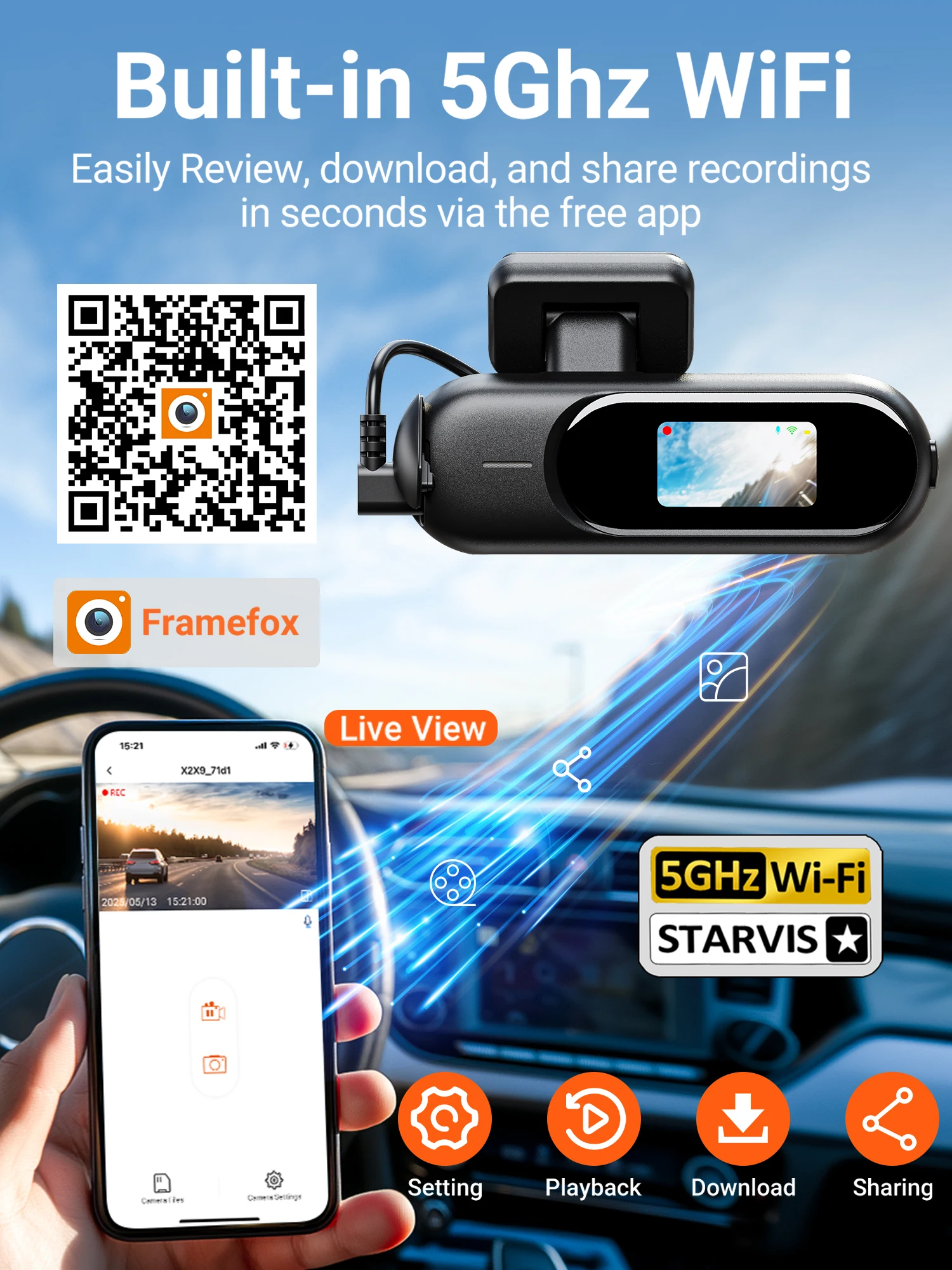 Dashcam für Autos 4K UHD Aufnahme Vorder- und Rückkamera HDR – Bild 4