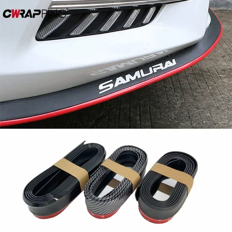 Universal Auto Front Stoßstangen Anti Kollision Streifen Carbon Faser Gummi Streifen Auto Frontschürze Lippe