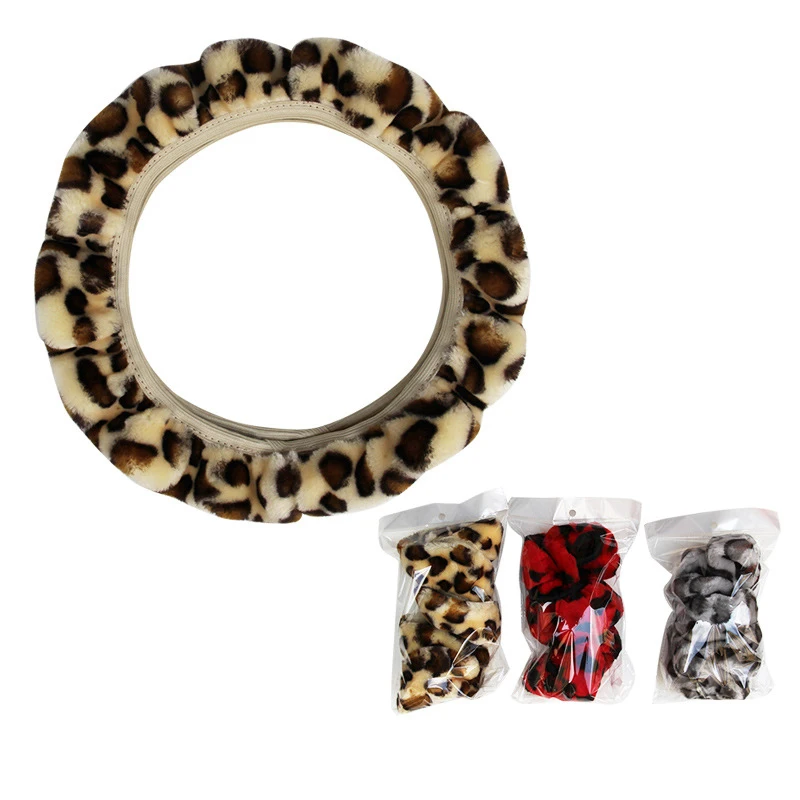 Universelle Lenkrad-Plüsch-Leopard-Auto-Lenkradbezüge Winter-Fell Warm – Bild 6