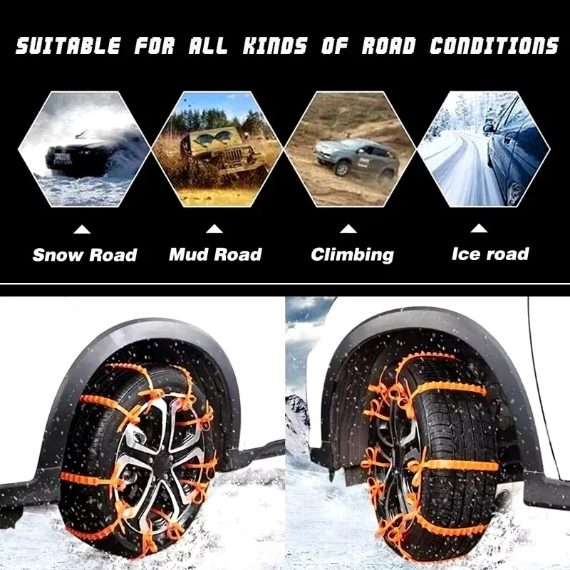 Anti-Rutsch-Schneeketten für Auto-Winterreifen (10 Stück) – Bild 2