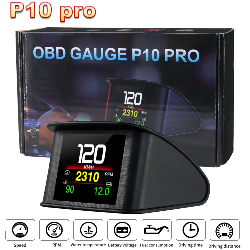 P10 Pro Head Up Display Bordcomputer Auto Digital OBD2 Kilometerstand OBD Fahren Computer Display Tachometer