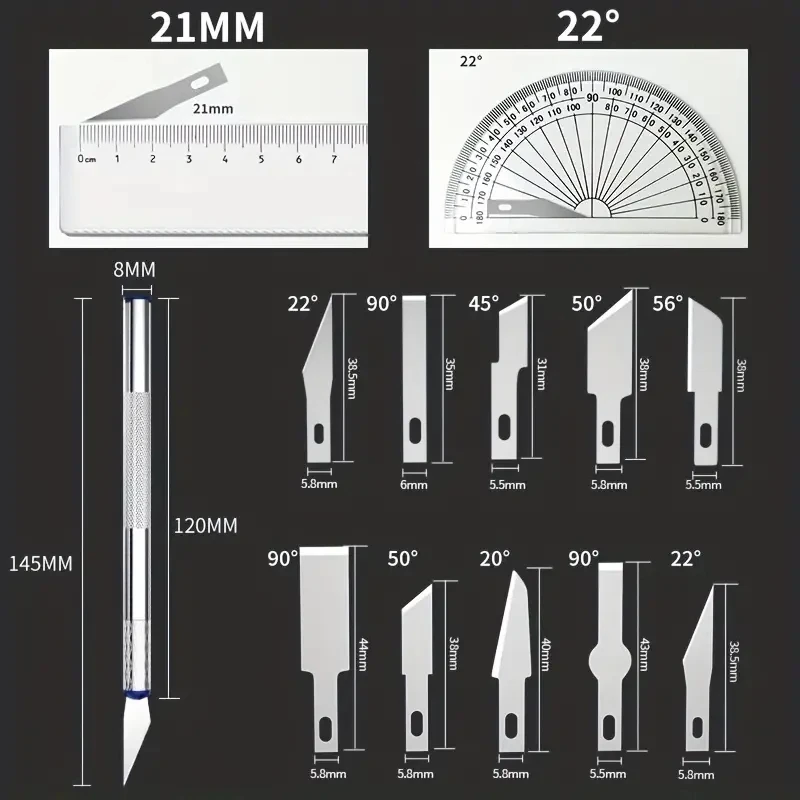 Metall Carving Messer Stift Kunst Dichtung Schneiden (13 Stück) – Bild 3